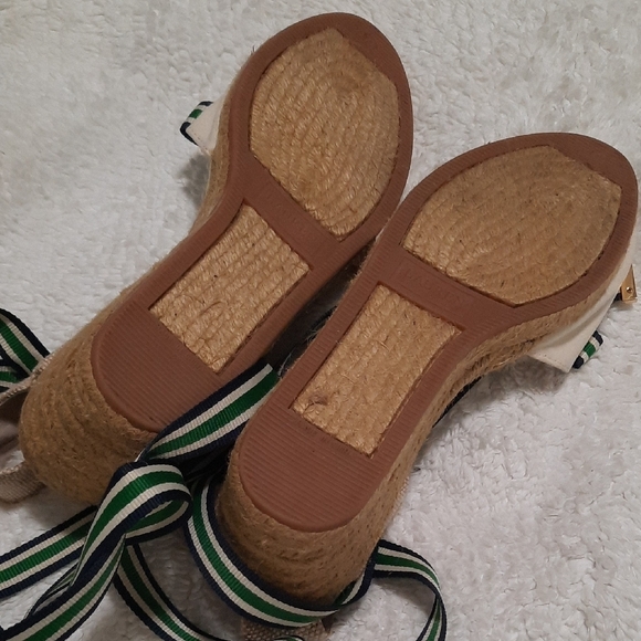 Lauren Ralph Lauren Cream and Green Espadrille Wedges - Picture 5 of 7